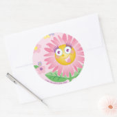 STICKER Schattige Roze Antropomorfische Bloem (Envelop)
