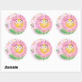 STICKER Schattige Roze Antropomorfische Bloem (Vel)