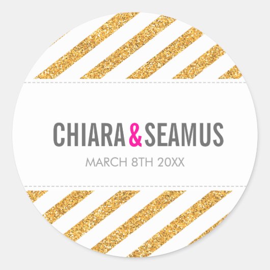 STICKER SEAL modern eenvoudig gouden glitter stree (Voorkant)