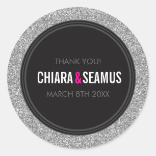 STICKER SEAL modern eenvoudig zilver glitter zwart