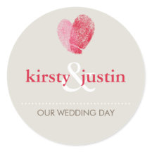 STICKER SEAL schattig bruiloft vingerafdruk hart l