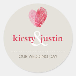 STICKER SEAL schattig bruiloft vingerafdruk hart l