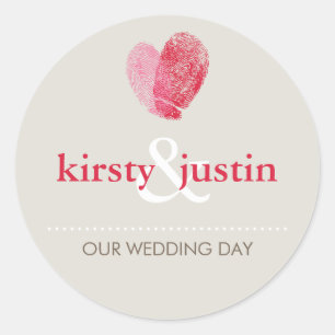 STICKER SEAL schattig bruiloft vingerafdruk hart l