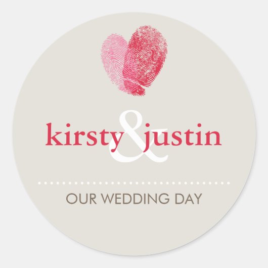 STICKER SEAL schattig bruiloft vingerafdruk hart l (Voorkant)