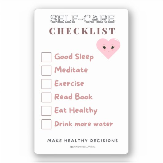 STICKER SELF-CARE CHECKLIST (Voorkant)