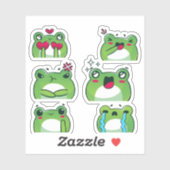 Sticker Set met Cute Frog Emoji Reactiegezichten (Vel)