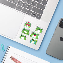 Sticker Set met Cute Frog Emoji Reactiegezichten