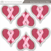 Sticker set: roze borstkankerwaarschuwing linten (Voorkant)