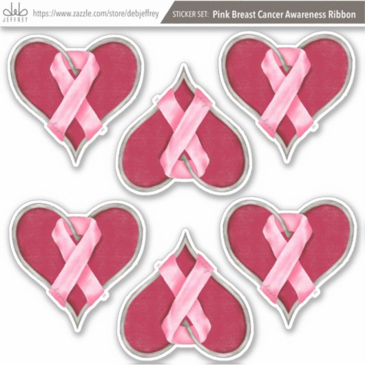 Sticker set: roze borstkankerwaarschuwing linten (Voorkant)