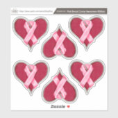 Sticker set: roze borstkankerwaarschuwing linten (Vel)