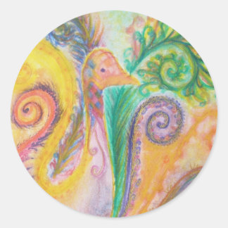 Sticker Sheet met Kleurrijke Swirly Bird Design
