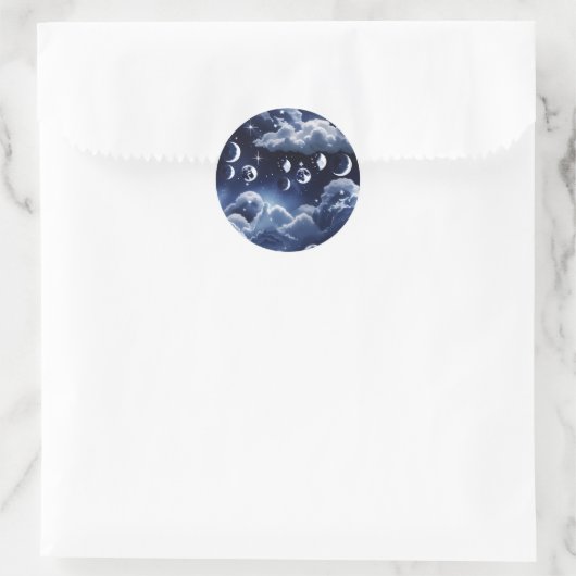 Sticker - Silver Celestial Moon Lunar Design  (Tas)