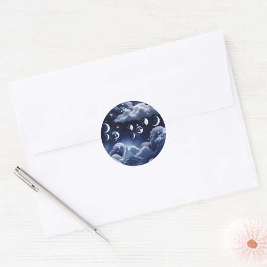 Sticker - Silver Celestial Moon Lunar Design  (Envelop)