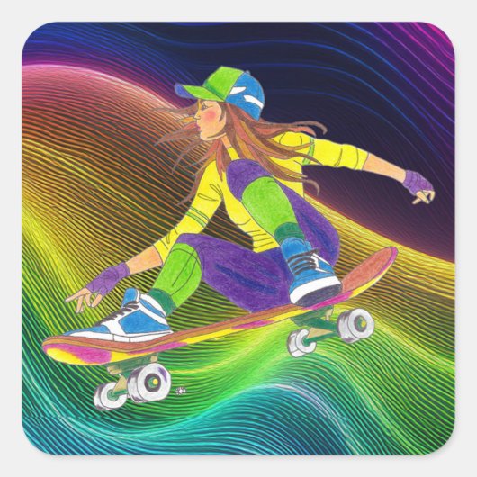 Sticker Skateboard Girl (Voorkant)