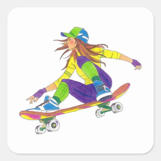 Sticker Skateboard Girl (Voorkant)