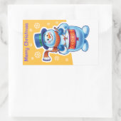 Sticker Snowman drummer uit de kerstgoudrechthoek. (Tas)