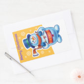 Sticker Snowman drummer uit de kerstgoudrechthoek. (Envelop)