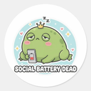 Sticker Sociale Batterij Dood Kikker Cute Moe Intr