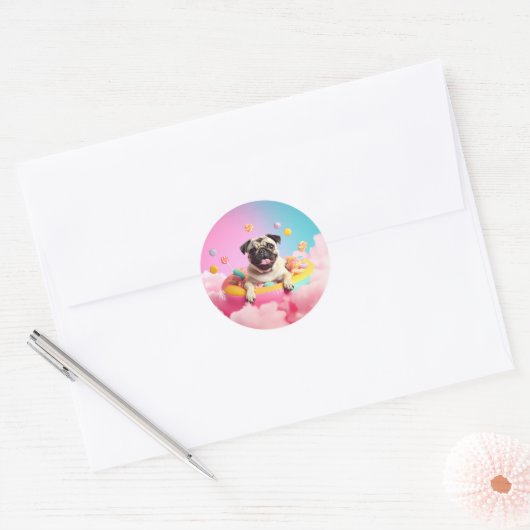 Sticker süßer Mops (Envelop)