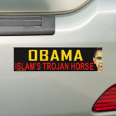 sticker tegen Obama "Islam's Trojaanse paard" (Op auto)