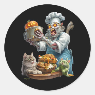 Sticker. The creepy cook is cooking. Ronde Sticker