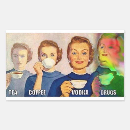 sticker, thee, koffie, wodka, drugs rechthoekige sticker (Voorkant)