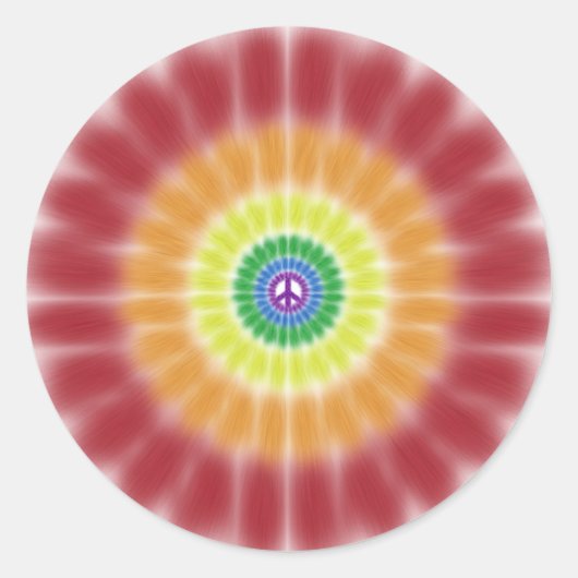 Sticker, Tie Dye Rainbow Peace Sign Explosion Ronde Sticker (Voorkant)