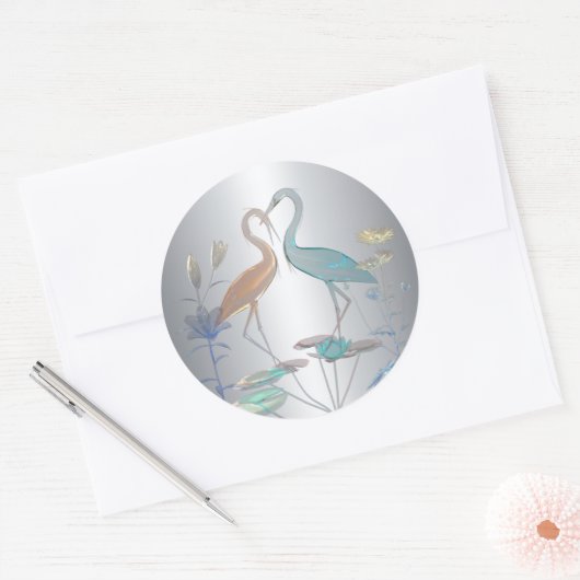 Sticker Tortelduifjes Zilver (Envelop)