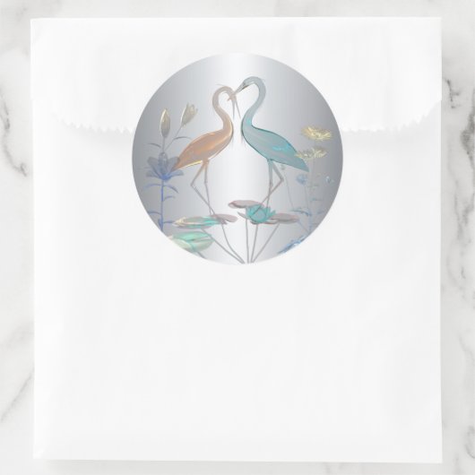 Sticker Tortelduifjes Zilver (Tas)