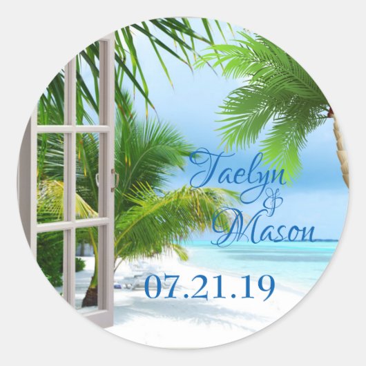 Sticker Tropical Wedding Beach Scene (Voorkant)