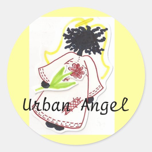 Sticker, Urban Angel - Gepersonaliseerd Ronde Sticker (Voorkant)