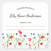 Sticker van Baby shower van de Wilde-bloemrand Bla (Voorkant)