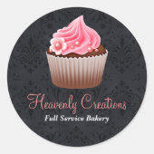 Sticker van bakkerij voor zwarte en roze perskoeke (Voorkant)