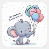 Sticker van ballon met babyolifant (Voorkant)