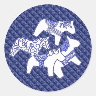 Sticker van blauwe en witte paarden