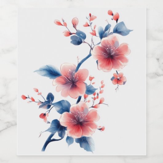 sticker van bloemenwijnfles (Enkel label)