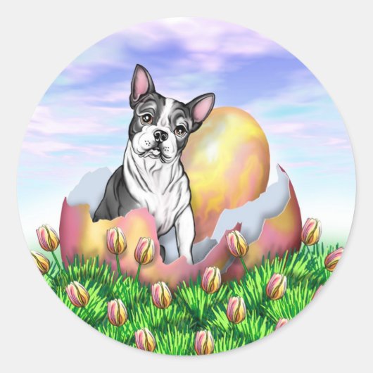 Sticker van Boston Terrier Easter Surprise (Voorkant)
