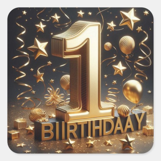 sticker van de 1e verjaardag (Voorkant)