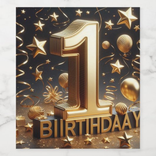 sticker van de 1e verjaardag (Enkel label)