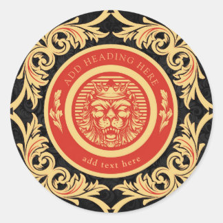 Sticker van de Crowned Royal Lion Monogram Classic