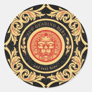 Sticker van de Crowned Royal Lion Monogram Classic