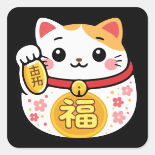 Sticker van de gelukskat Maneki Neko