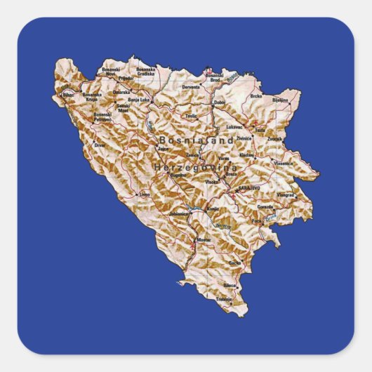 Sticker van de kaart van Bosnië en Herzegovina (Voorkant)