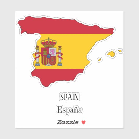 Sticker van de nationale vlagplattegrond van Spanj (Vel)