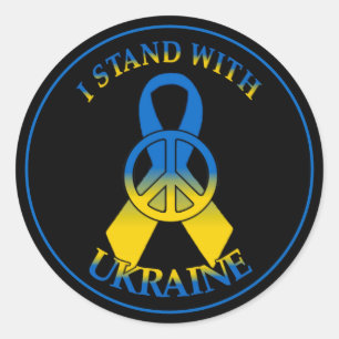 Sticker van de Oekraïne Peace Ribbon Classic Round