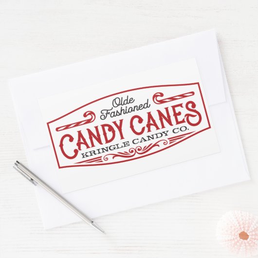 Sticker van de Olde Mode snoepsnoeren voor kerstmi (Envelop)