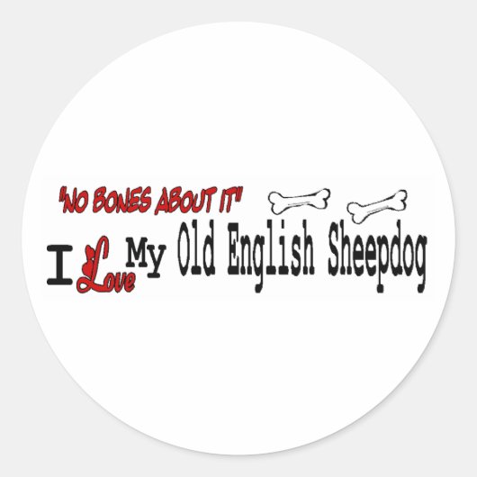Sticker van de oude Engelse Sheepdog (I Love) (Voorkant)