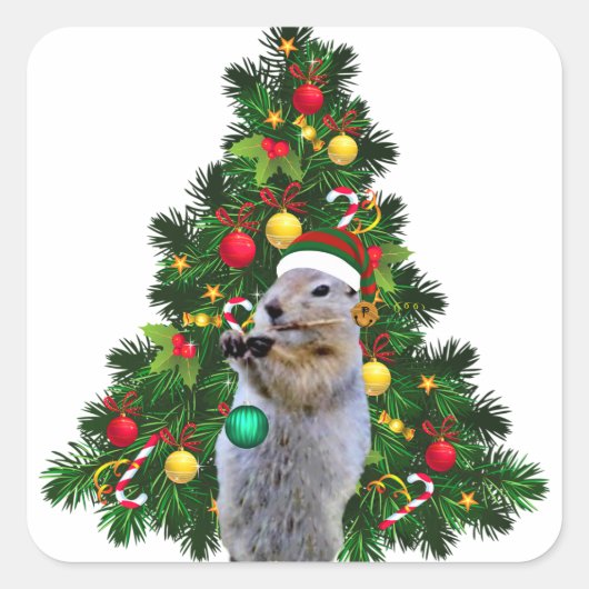 Sticker van de prairiehond van Kerstmis (Voorkant)