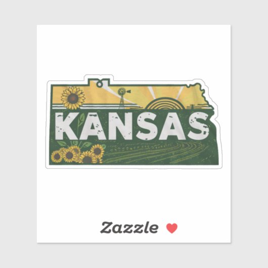 Sticker van de staat Kansas (Vel)
