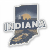 Sticker van de staat Retro Indiana (Voorkant)